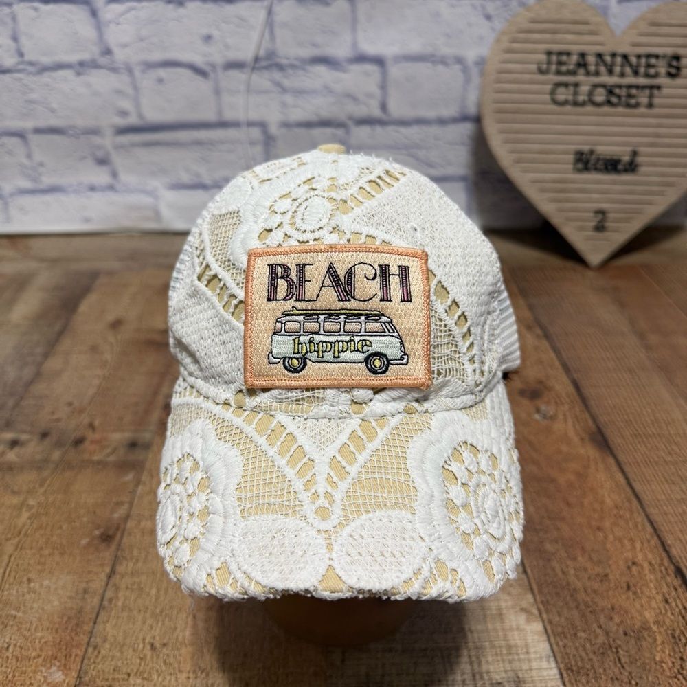 Headmost Judith March Trucker Hat Snap Back Crochet Beach Hippie Van Bus Patch